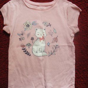 pink cat floral with bow top 6x